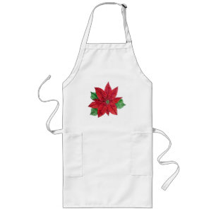 Tablier Long Poinsettia Apron - Blanc