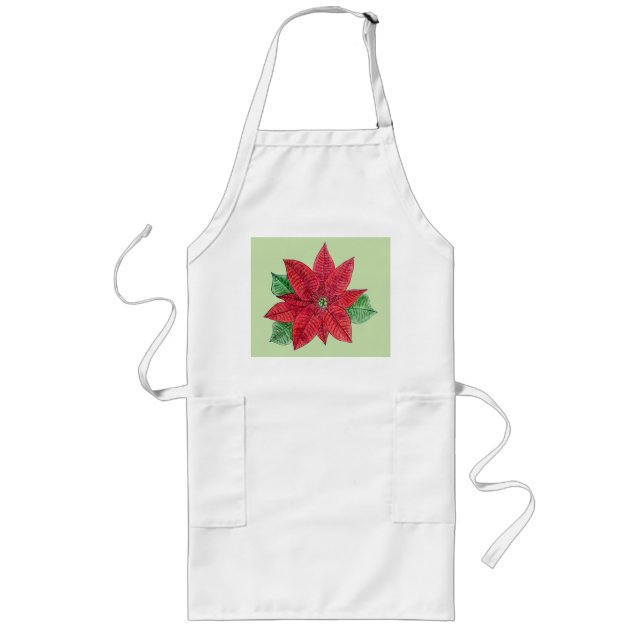 Tablier Long Poinsettia Apron - Mint (Devant)