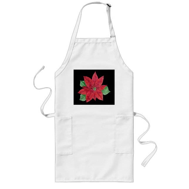 Tablier Long Poinsettia Apron - Noir (Devant)