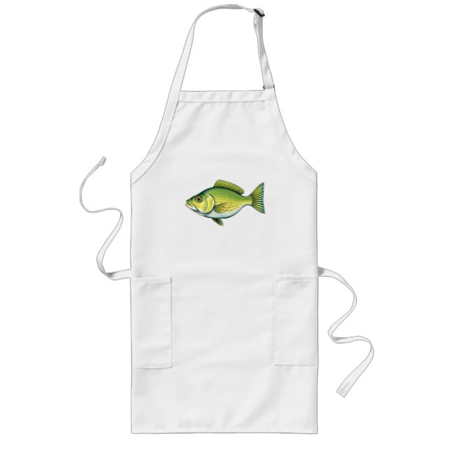 Tablier Long Poisson vert vif avec Motifs ondulés (Devant)