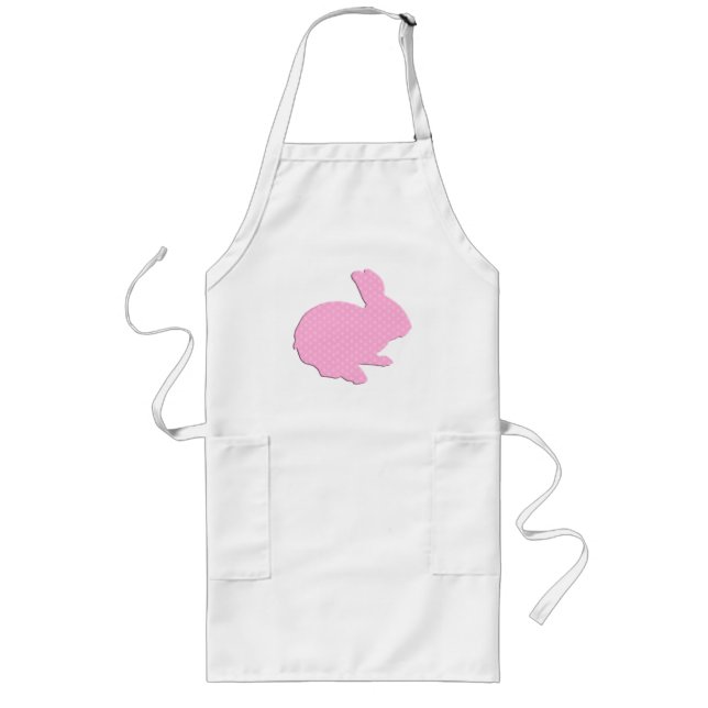Tablier Long Polka rose Point Silhouette Lapin de Pâques Apron (Devant)