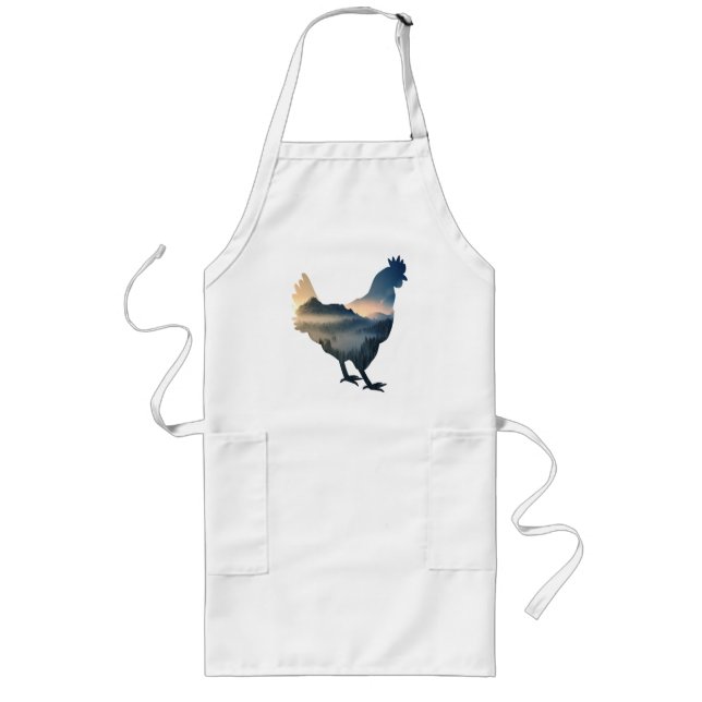 Tablier Long Poulet de la nature silhouette Ferme poule (Devant)
