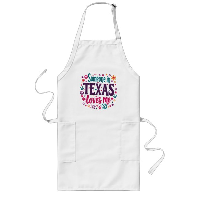 Tablier Long Quelqu'un au Texas m'aime - Rétro Art Hippie du Te (Devant)