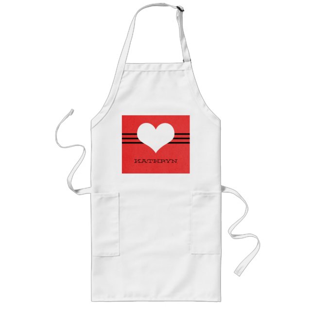 Tablier Long Red Modern Heart Apron (Devant)
