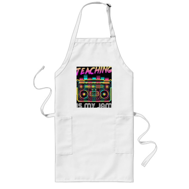 Tablier Long Retour à l'école Rétro Enseigner est mon truc 80s (Devant)