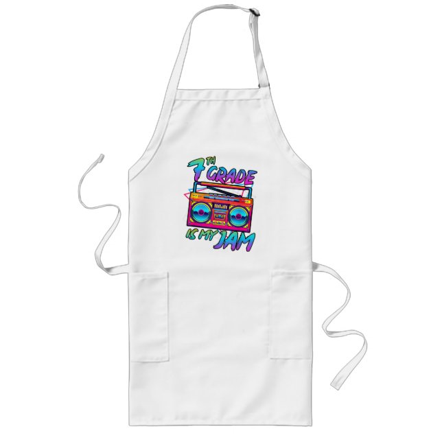 Tablier Long Rétro 80s 7e année est mon truc retour à l'école (Devant)