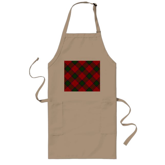 Tablier Long Robertson tartson rouge vert plaid (Devant)