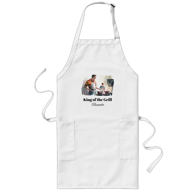 Tablier Long Roi du Grill Caucasien personnaliser (Devant)