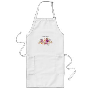 Tablier Long Romantique, Fleur aquarelle, bohème floral