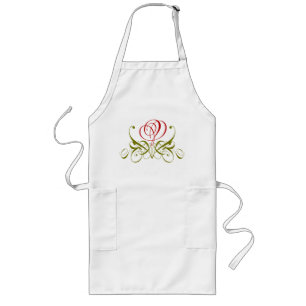 Tablier Long Rose de calligraphie rouge