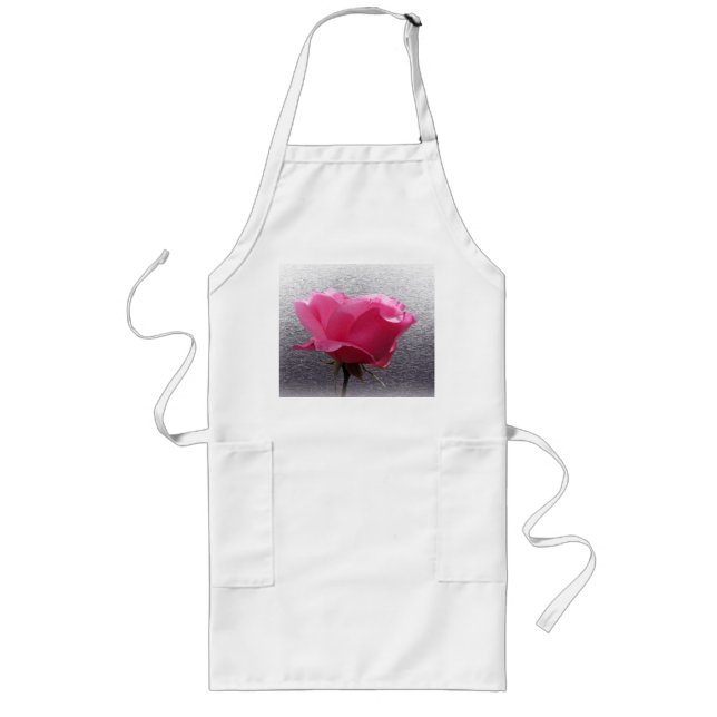Tablier Long rose sur gris (Devant)