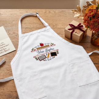 Tablier Long Rustic Teacher Appreciation Custom Name Apron with