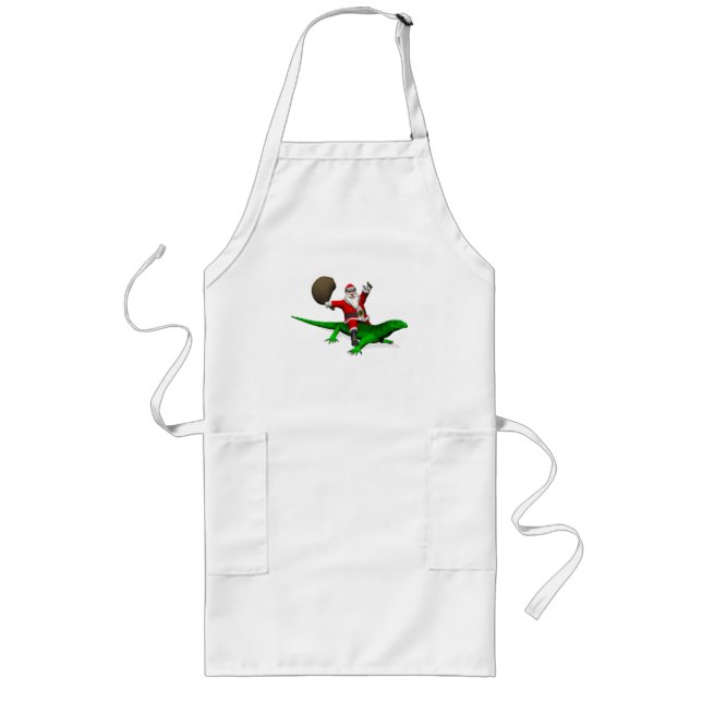 Tablier Long Santa Claus Riding Green Lizard (Devant)