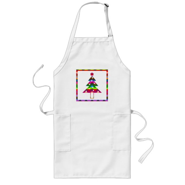 Tablier Long Sapins de Noël multicolores (Devant)
