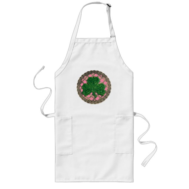 Tablier Long Shamrock, treillis Et Noeuds Celtiques Sur Apron R (Devant)