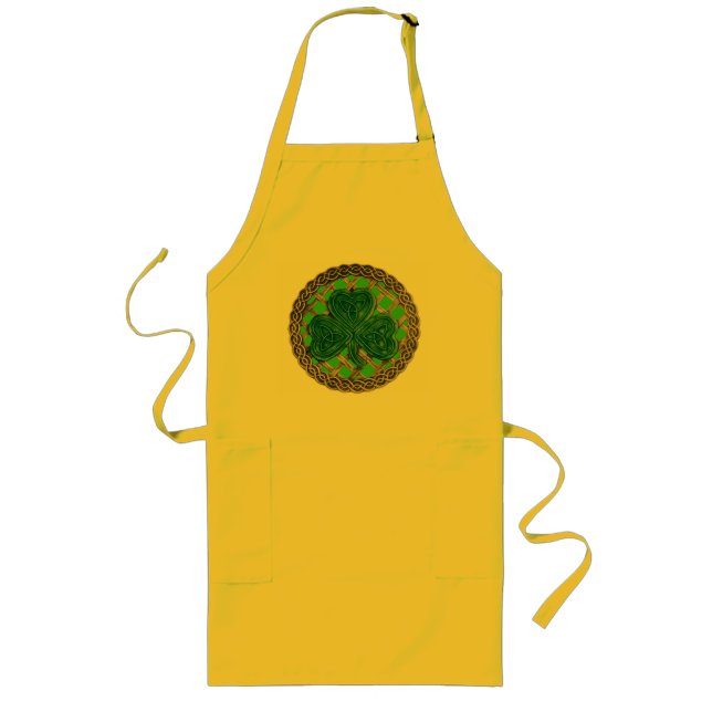 Tablier Long Shamrock, treillis Et Noeuds Céltiques Sur Apron V (Devant)