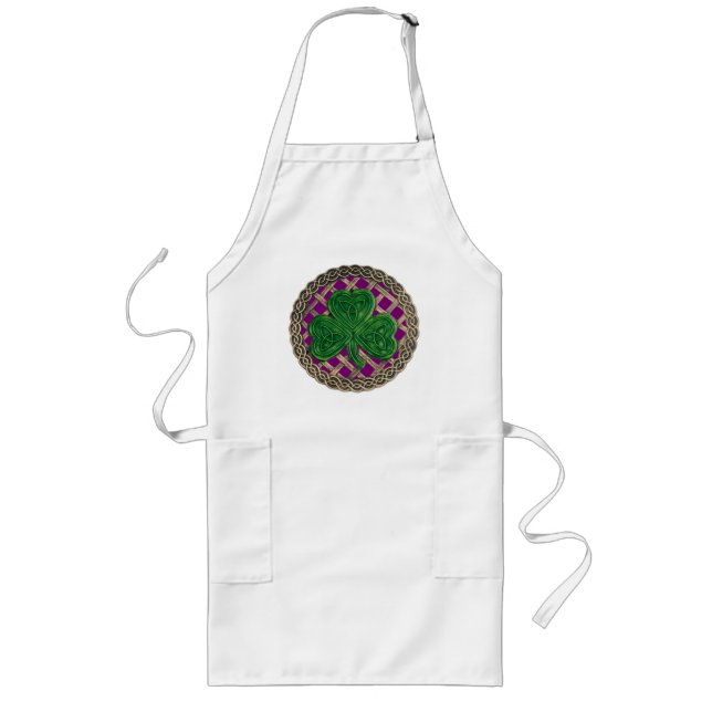 Tablier Long Shamrock, Treillis Et Noeuds Celtiques Sur Apron V (Devant)