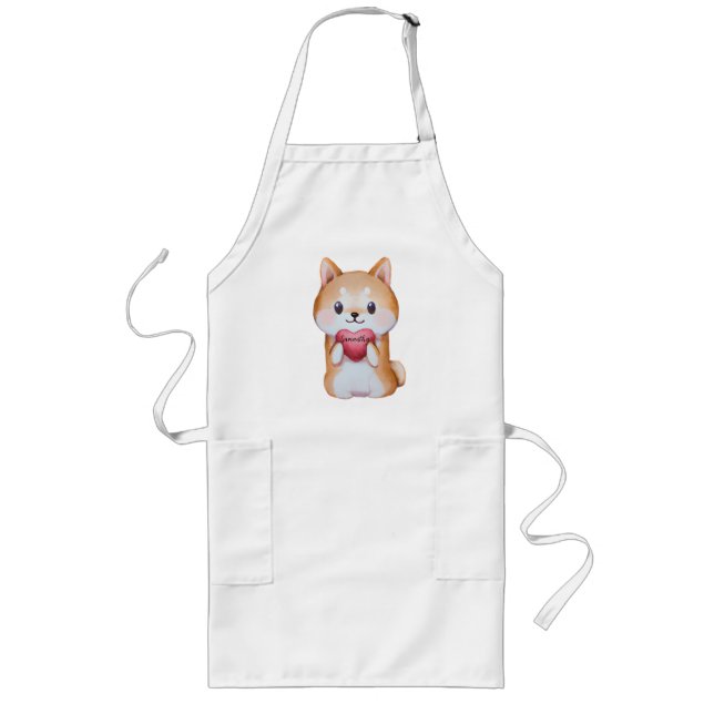 Tablier Long Shiba Inu Tenir Un Coeur (Devant)