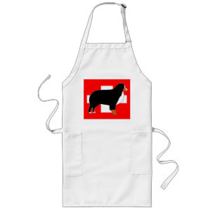 Tablier Long silhouette de bernois sur drapeau rouille