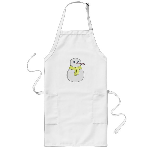 Tablier Long Snowman portant une écharpe jaune (Devant)