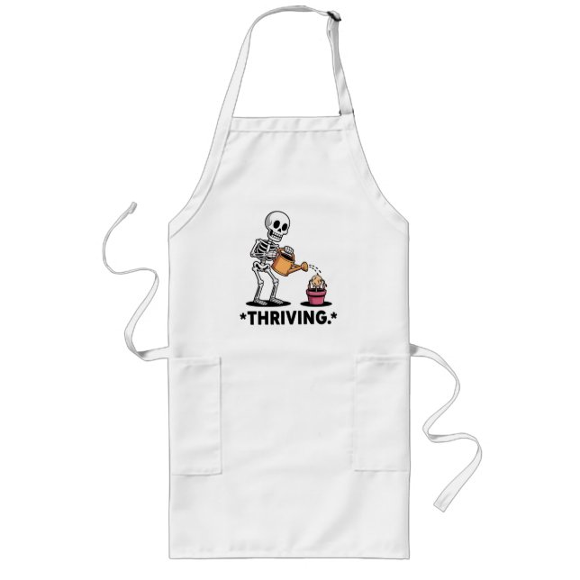 Tablier Long Squelette Sarcastique design "prospère" (Devant)