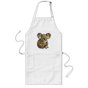 Tablier Long Style de peinture à l'huile vibrant Koala impasto