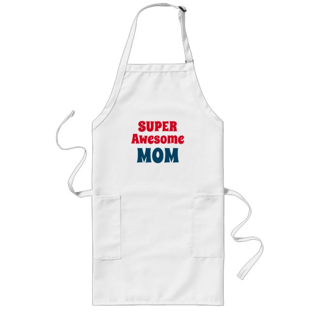 Tablier Long Super Awesome Mom Quote Red and Blue Typography Lo (Devant)