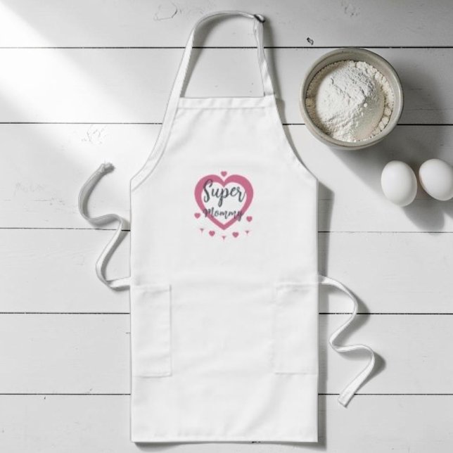 Tablier Long Super Mommy Personalized Best Mom Gift Long Apron (Créateur téléchargé)