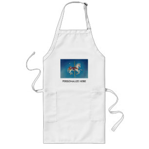 Tablier Long Tabliers, Bibs - Cheval de carrousel rouge, blanc 