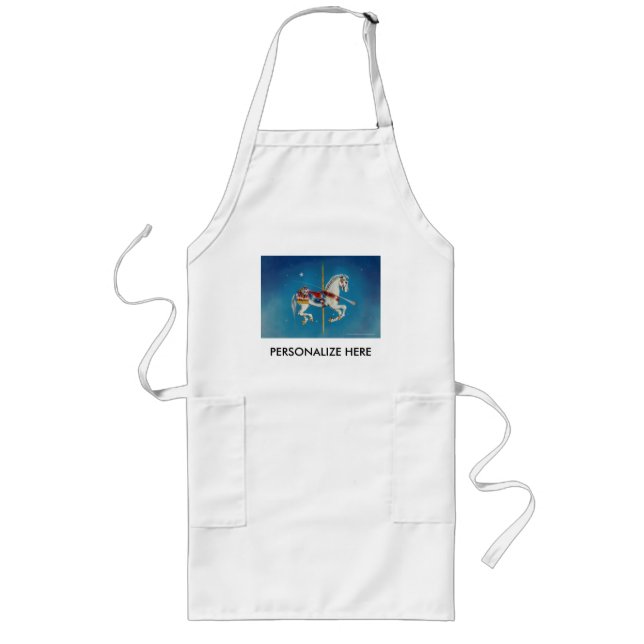 Tablier Long Tabliers, Bibs - Cheval de carrousel rouge, blanc  (Devant)