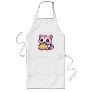 Tablier Long Taco Chat Delight - kawaii, tacos, chats, mignonne