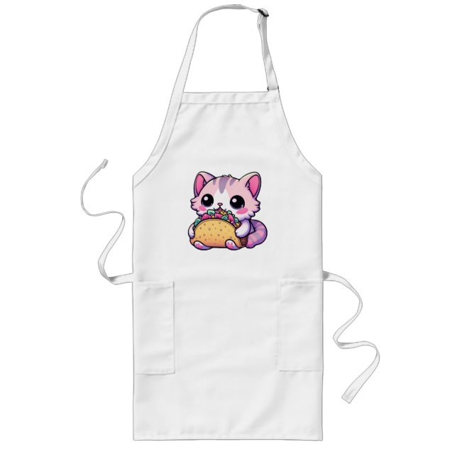 Tablier Long Taco Chat Delight - kawaii, tacos, chats, mignonne (Devant)