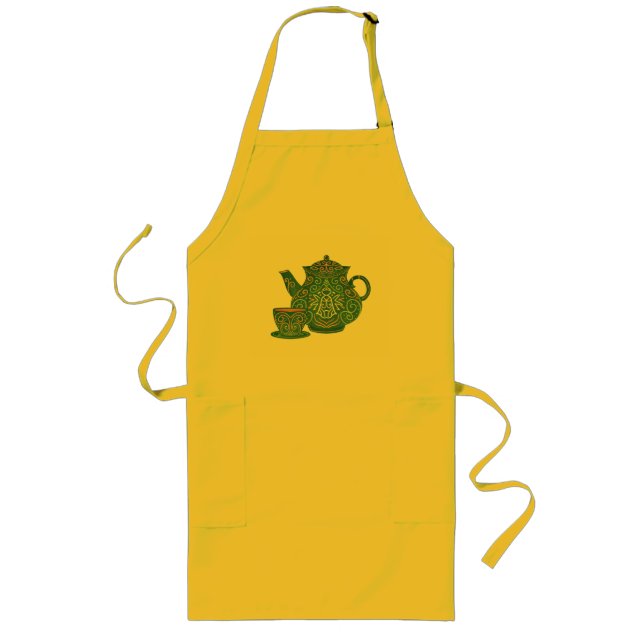 Tablier Long Tea Pot Apron Vert (Devant)