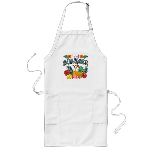 Tablier Long Temps d'été doux | Fruits tropicaux et fleurs (Devant)