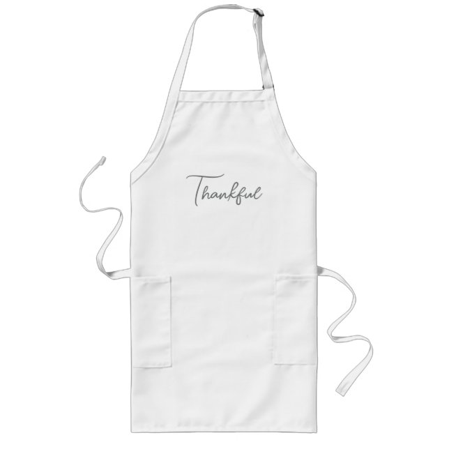 Tablier Long Thankful Minimalist Script Fall Thanksgiving  (Devant)
