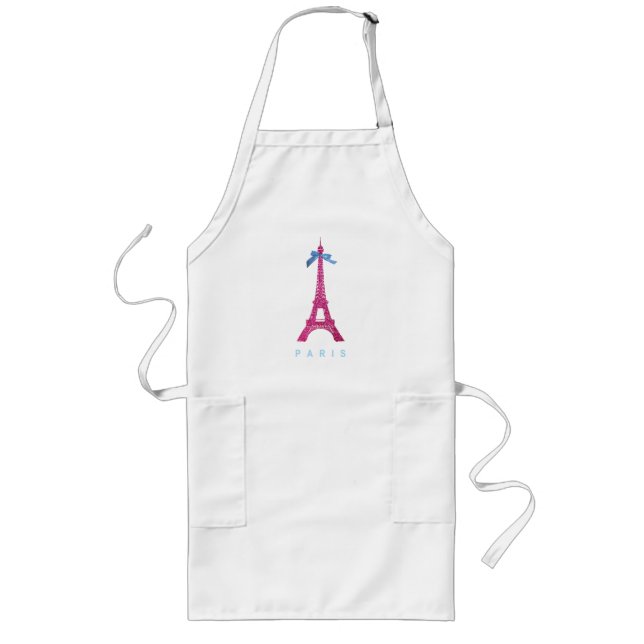 Tablier Long Tour Eiffel de roses indien dans des parties (Devant)
