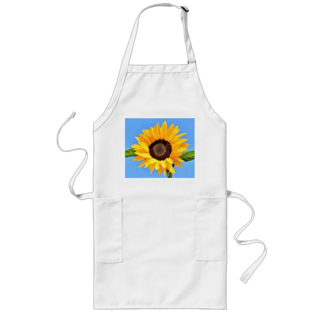 Tablier Long Tournesol jaune contre soleil sur ciel bleu - été (Devant)
