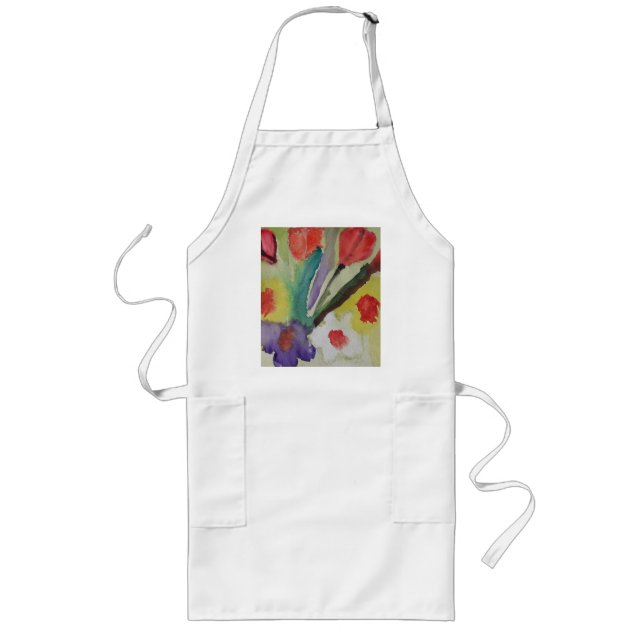 Tablier Long Tulipes Abstraites et fleurs de printemps (Devant)