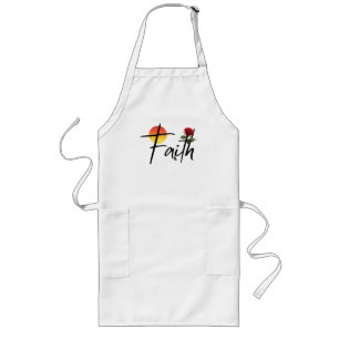Tablier Long Typographie Faith Black avec rose