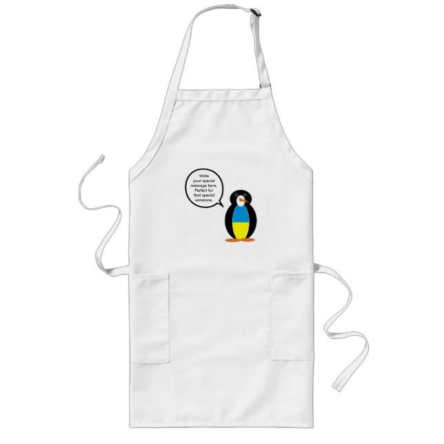 Tablier Long Ukrainian Flag Talking Ms. Penguin (Devant)