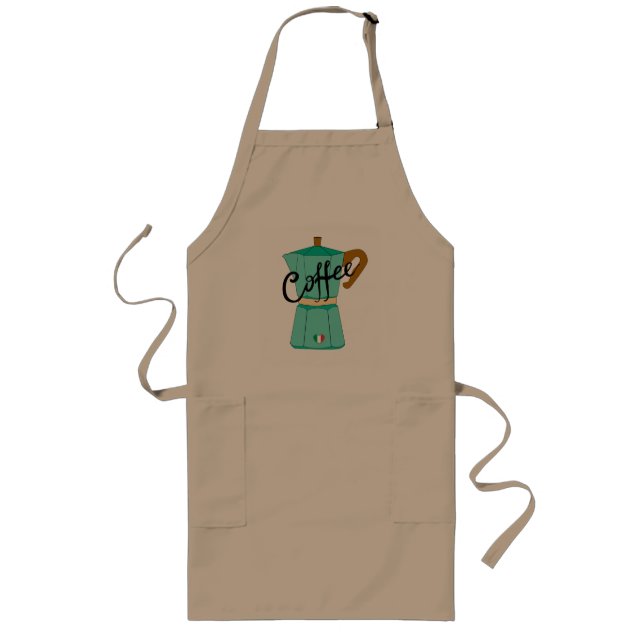Tablier Long Une cafetière moka de café italien (Devant)
