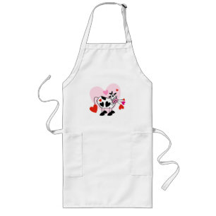 Tablier Long Vache aux coeurs de la Saint-Valentin