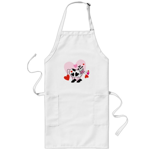 Tablier Long Vache aux coeurs de la Saint-Valentin (Devant)