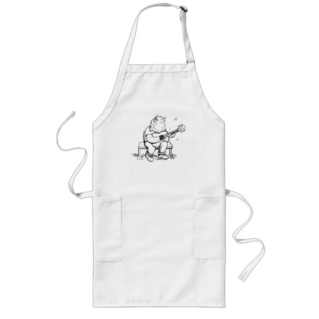 Tablier Long Vache des Highlands jouant de la guitare acoustiqu (Devant)