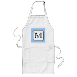 Tablier Long Votre lettre. Monogramme fait sur commande. Blanc