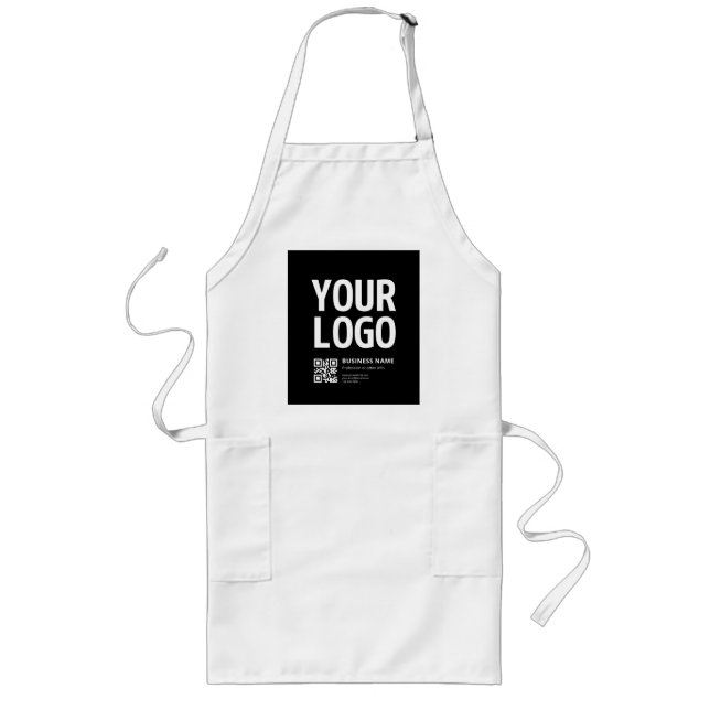 Tablier Long Votre logo avec QR code et texte modifiables (Devant)