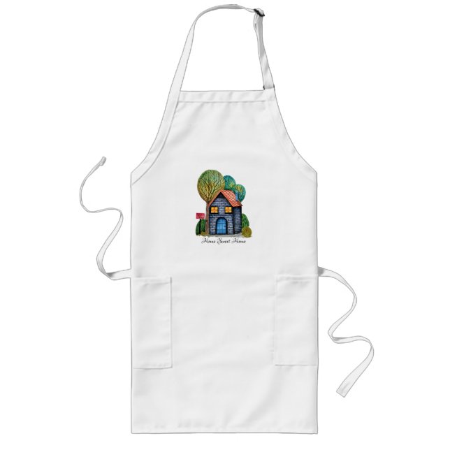 Tablier Long Watercolor cute Home Sweet Home Art (Devant)