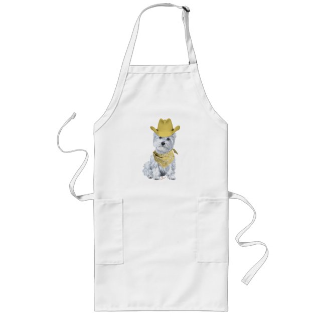 Tablier Long Westie Cowboy en Jaune (Devant)