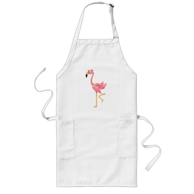 Tablier Long WW- bande dessinée primitive d'art de Flamant rose (Devant)