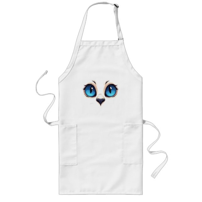 Tablier Long Yeux de chat mignons gros plan visage de chat de d (Devant)